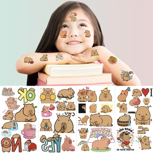 Waterdichte capibara tijdelijke tattoo stickers set voor kinderen met leuke dierenontwerpen