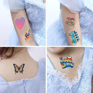 Waterproof hippie peace love tattoo stickers with rainbow heart and butterfly patterns