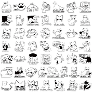 Set of 50 funny meme cat graffiti stickers for laptop and guitar decoration