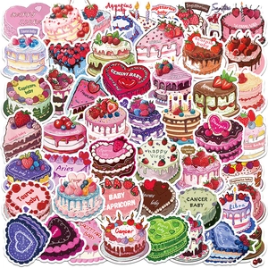 Cartoon Zodiac Cake Stickers Waterproof PVC Decorative Decals For Suitcase Laptop Scrapbook Water Bottle Phone Decor
