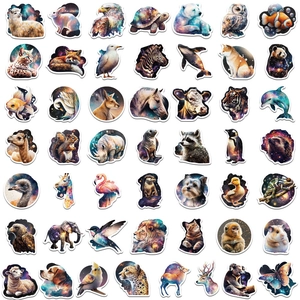 Pack de 50 pegatinas de animales galaxia impermeables para portátiles y móviles decoración