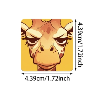 Cute cartoon giraffe sticker for laptop or fridge decoration with vibrant yellow tones