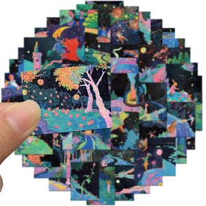 50pcs healing fairytale hand-drawn stickers for DIY luggage, laptop and waterproof scrapbooking