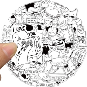 50 pieces of funny hand-drawn cat meme graffiti stickers for laptops and guitars