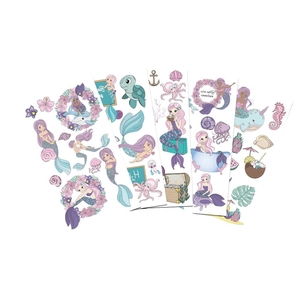 Lot de tatouages temporaires sirène dessin animé imperméables pour fête et cadeaux filles