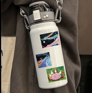 50 pieces of waterproof dreamlike fairy tale hand-drawn stickers on white thermos bottle