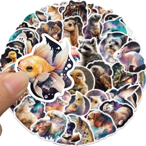 50 pegatinas de animales fantásticos impermeables con patrones de estrellas para pc