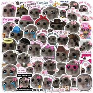 Funny Sad Hamster Meme Stickers Cartoon Animal Waterproof PVC Decals For Laptop Phone Luggage Notebook Scrapbooking Decoration