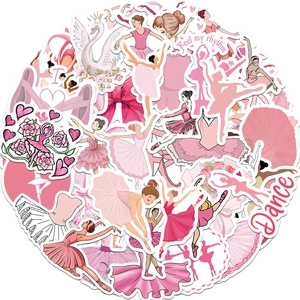 Detailansicht der rosa Ballett-Aufkleber mit Tänzern Schuhen und Blumenmustern