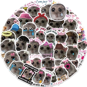 Various sad hamster meme stickers with cute pink bows and funny text quotes