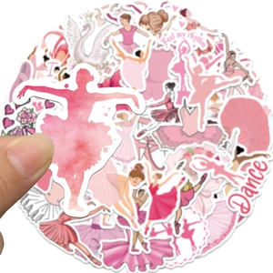 50er Pack Ballett Aufkleber in Rosa mit Schwanenmotiven für dekoratives Scrapbooking