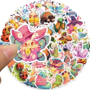 50pcs cute cartoon insect stickers for DIY luggage and guitar decoration toys