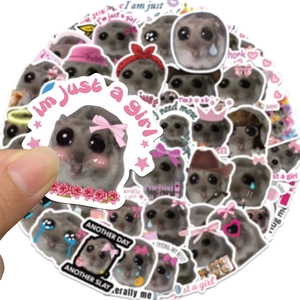 56Pcs Sad Hamster Meme stickers with funny quotes for laptop and water bottle decoration