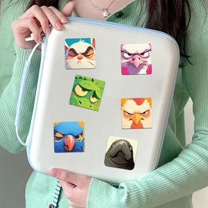 Pack of 50 cute cartoon animal selfie stickers for laptops and journals, vibrant colors