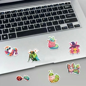 Cute cartoon insect stickers for DIY laptops and luggage, 50-piece creative sticker set
