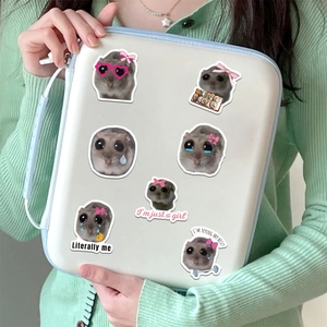 56-piece Sad Hamster Meme waterproof stickers with funny quotes for decoration and laptop