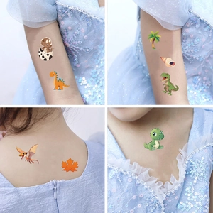 Waterproof cartoon dinosaur temporary tattoos for kids featuring various colorful patterns
