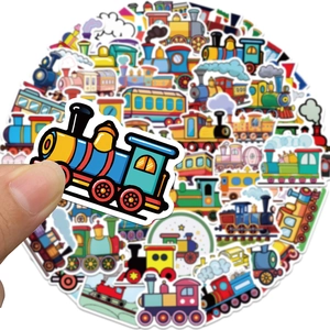 Cute waterproof cartoon train stickers set for DIY luggage and laptop decoration