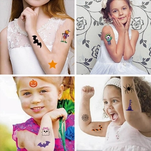 Tatouages temporaires Halloween pour enfants avec citrouilles et chauves-souris mignons