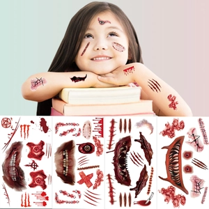 Halloween scary wound tattoo stickers set for kids with realistic bloody scar designs