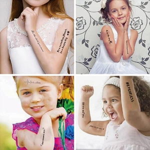 Inspirational English quotes temporary tattoos set with elegant black lettering stickers