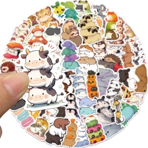 50 pieces of cute cartoon animal stickers for DIY luggage and water bottle decoration