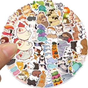 50 pieces of cute cartoon animal stickers for DIY luggage and laptop decoration