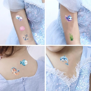 Cartoon ocean world waterproof temporary tattoos with dolphins and sea life for kids