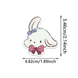 Détail montrant les dimensions d'un autocollant lapin mignon pour décoration DIY