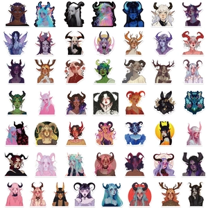 50 stickers graffiti de sorcière fantaisie étanches pour bagages et skateboards