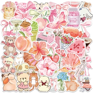 Autocollants Dessin Animé Fille Rose Imperméable PVC Décalcomanies Décoratives Pour Valise Ordinateur Portable Bouteille DIY Scrapbooking