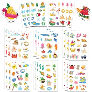 Cartoon Summer Beach Theme Stickers Set Waterproof PVC DIY Decorative Collage Stickers For Laptop Phone Scrapbooking