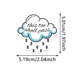 Detailed dimension view of cloud-shaped Sober sticker showing height and width measurements