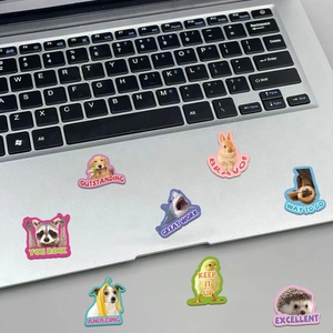 Autocollants de récompense animaux mignons avec texte motivant sur ordinateur portable
