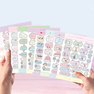 8 Sheets Cartoon Holiday Week Month Number PVC stickers For Journal Scrapbooking Planner DIY Decor Cute Waterproof Decals
