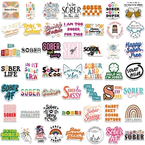 50 pieces of waterproof Sober stickers for laptop and bottle with colorful motivation