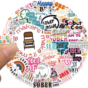 50 pieces of colorful Sober theme graffiti stickers for DIY laptop and luggage decoration