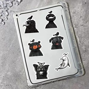 50 pieces black and white cartoon animal stickers for laptop and DIY decoration