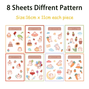 Set of 8 cute bunny and cheese stickers for DIY phone cases and scrapbook decor