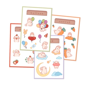 Set of 4 cute rabbit and cheese stickers for DIY phone cases and scrapbook decor