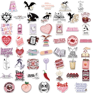 50pcs waterproof bookish reading stickers set for laptops, journals and water bottles