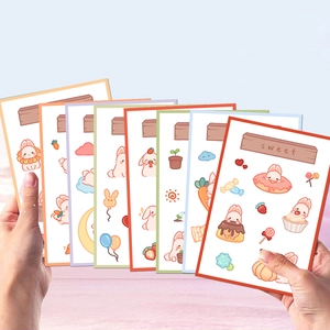 Close-up of rabbit cheese stickers for DIY phone cases and scrapbook decorations