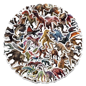 Lot de 50 autocollants de dinosaures imperméables pour décorer valises et ordinateurs