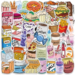 50PCS Cartoon Snack Club Stickers Waterproof PVC Food Drink Graffiti Decals For Luggage Water Bottle Skateboard Journal DIY