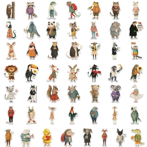 Lot de 50 autocollants d'animaux mignons imperméables pour décorer ordinateur et guitare