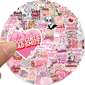 Set of 102 pink and red bookish stickers for laptop and DIY reading accessories