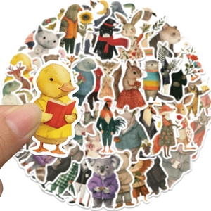 Lot de 50 autocollants animaux mignons imperméables pour ordinateurs et guitares