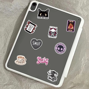 50pcs creative bookish stickers featuring dark literature motifs on tablet case