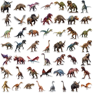 Lot de 50 autocollants de dinosaures réalistes imperméables pour ordinateurs