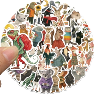 Autocollants d'animaux dessinés à la main imperméables pour valises et décoration de pc